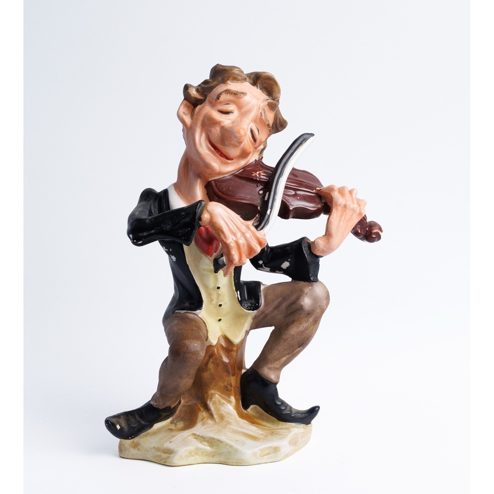 Wales Japan Vintage Violinist Figurine Musician Ceramic Mid-Century 1950s